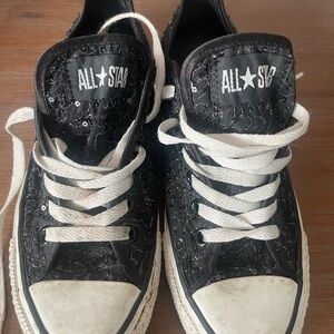 Converse Black Sequin Low Top Sneakers with White Laces